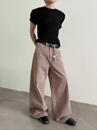 Gen Front Line Pocket Loose Jeans-korean-fashion-Jeans-Gen's Closet-OH Garments