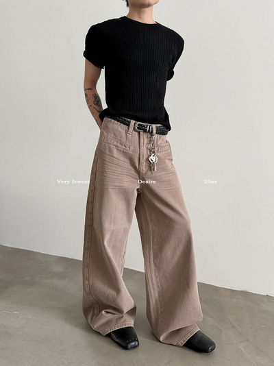 Gen Front Line Pocket Loose Jeans-korean-fashion-Jeans-Gen's Closet-OH Garments