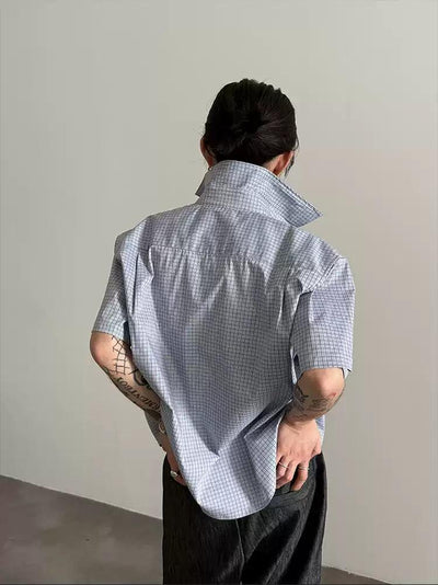 Gen Front Pocket Gingham Shirt-korean-fashion-Shirt-Gen's Closet-OH Garments