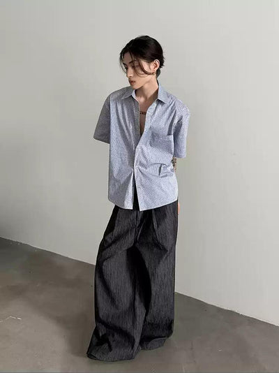 Gen Front Pocket Gingham Shirt-korean-fashion-Shirt-Gen's Closet-OH Garments