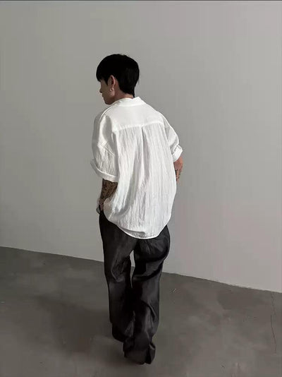 Gen Graffiti Contrast Drape Shirt-korean-fashion-Shirt-Gen's Closet-OH Garments