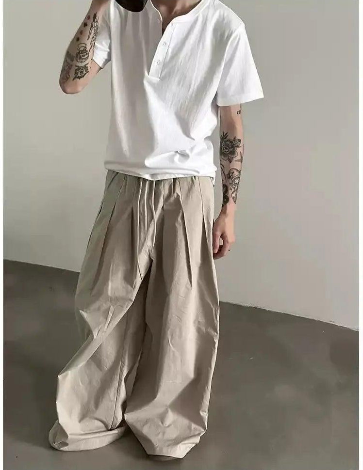 Gen Henley Collar S/S T-Shirt-korean-fashion-T-Shirt-Gen's Closet-OH Garments