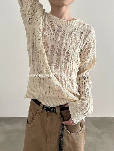 Gen Hollowed Ribbed Hem Sweater-korean-fashion-Sweater-Gen's Closet-OH Garments