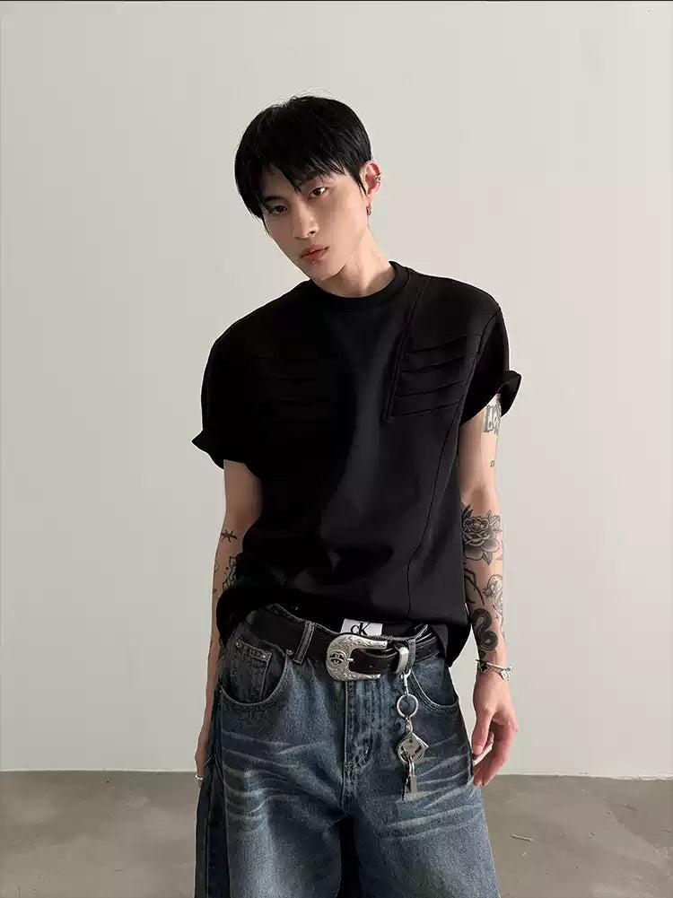 Gen Layered Cut Detail T-Shirt-korean-fashion-T-Shirt-Gen's Closet-OH Garments