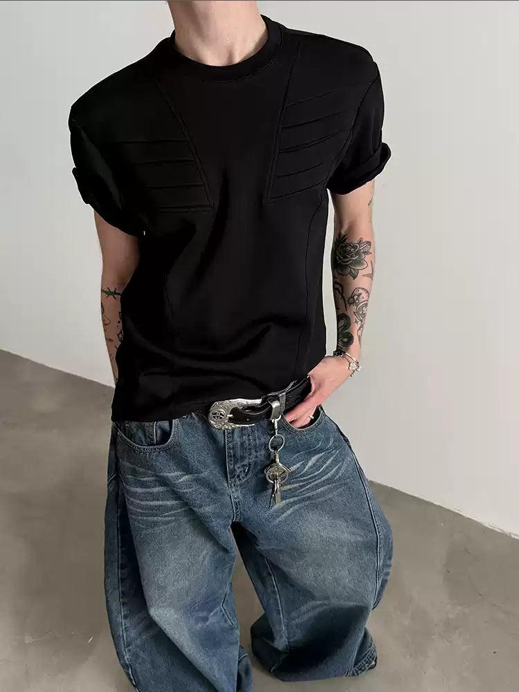 Gen Layered Cut Detail T-Shirt-korean-fashion-T-Shirt-Gen's Closet-OH Garments