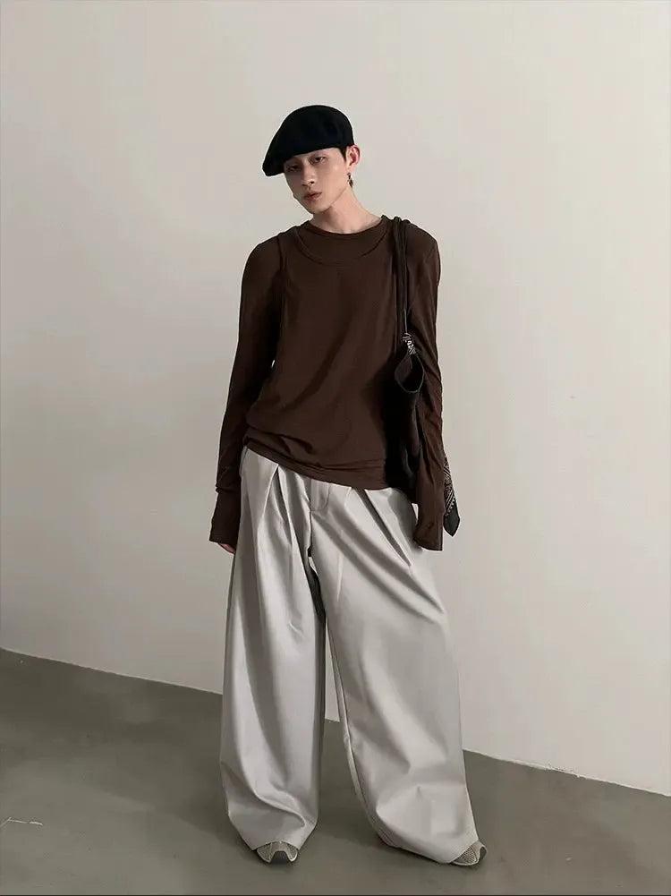Gen Layered Vest L/S T-Shirt-korean-fashion-T-Shirt-Gen's Closet-OH Garments