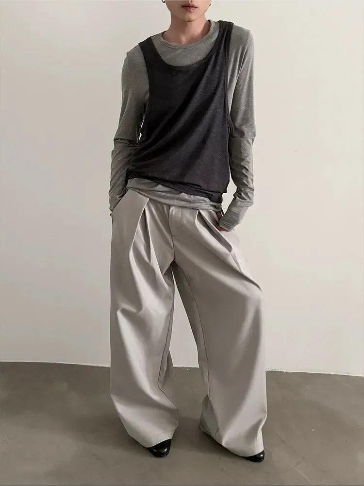 Gen Layered Vest L/S T-Shirt-korean-fashion-T-Shirt-Gen's Closet-OH Garments