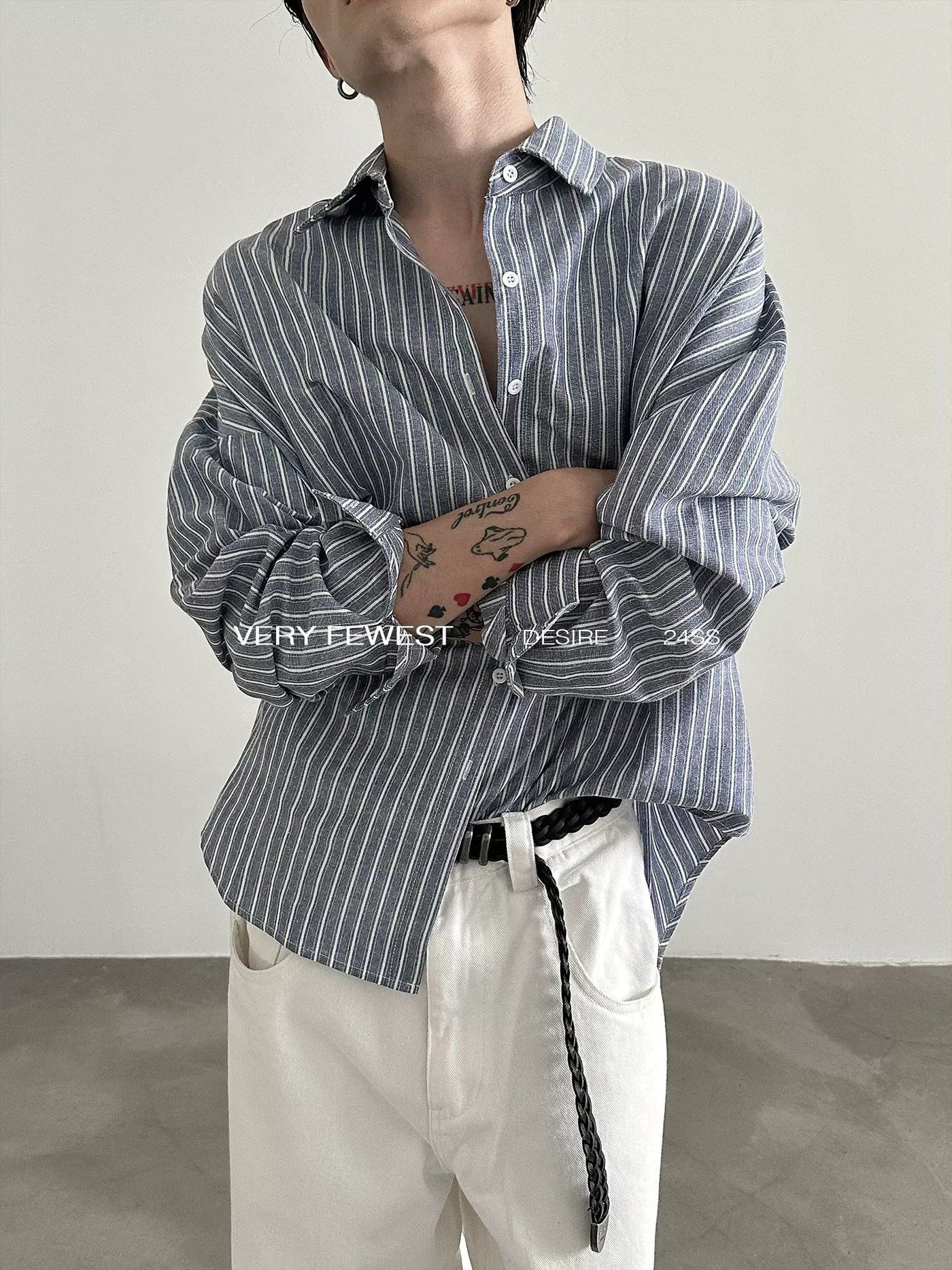 Gen Oversized Slouchy Striped Shirt-korean-fashion-Shirt-Gen's Closet-OH Garments