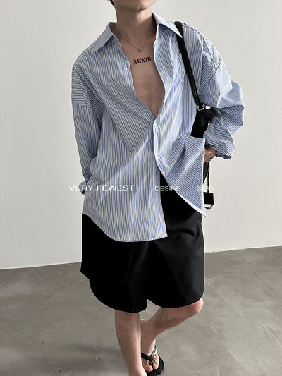 Gen Oversized Stripes Relaxed Fit Shirt-korean-fashion-Shirt-Gen's Closet-OH Garments