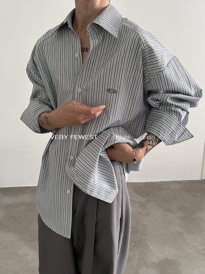 Gen Oversized Stripes Relaxed Fit Shirt-korean-fashion-Shirt-Gen's Closet-OH Garments