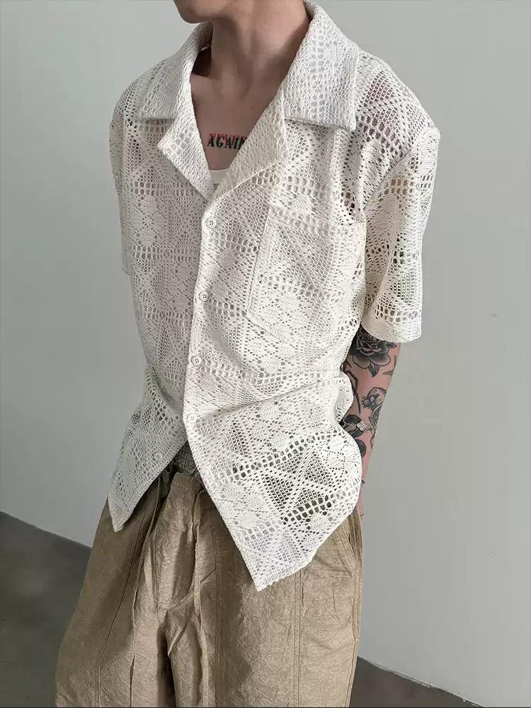 Gen Pattern Lace Knit Shirt-korean-fashion-Shirt-Gen's Closet-OH Garments
