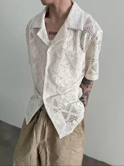 Gen Pattern Lace Knit Shirt-korean-fashion-Shirt-Gen's Closet-OH Garments