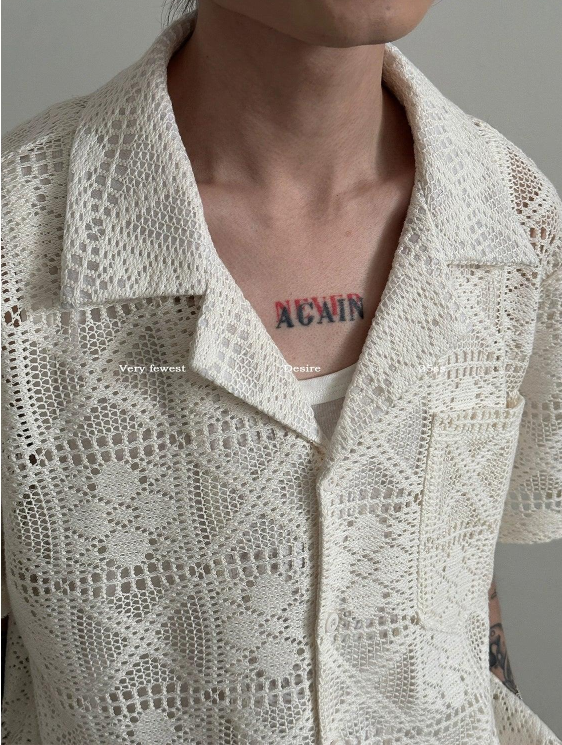 Gen Pattern Lace Knit Shirt-korean-fashion-Shirt-Gen's Closet-OH Garments