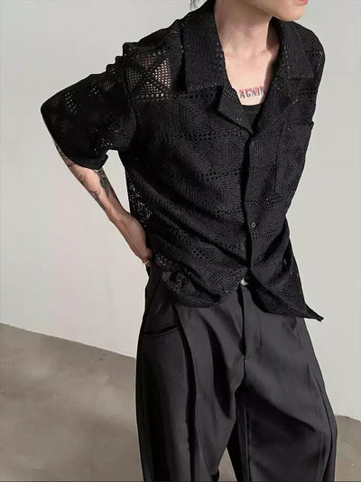 Gen Pattern Lace Knit Shirt-korean-fashion-Shirt-Gen's Closet-OH Garments
