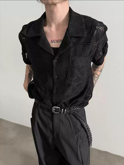 Gen Pattern Lace Knit Shirt-korean-fashion-Shirt-Gen's Closet-OH Garments