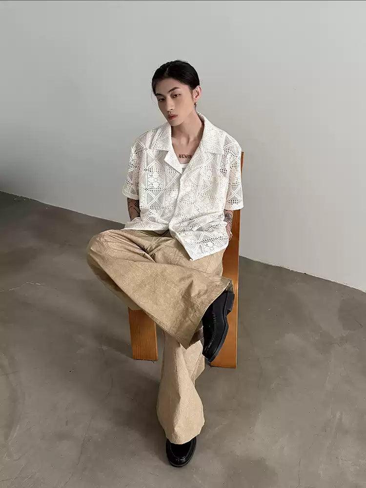 Gen Pattern Lace Knit Shirt-korean-fashion-Shirt-Gen's Closet-OH Garments