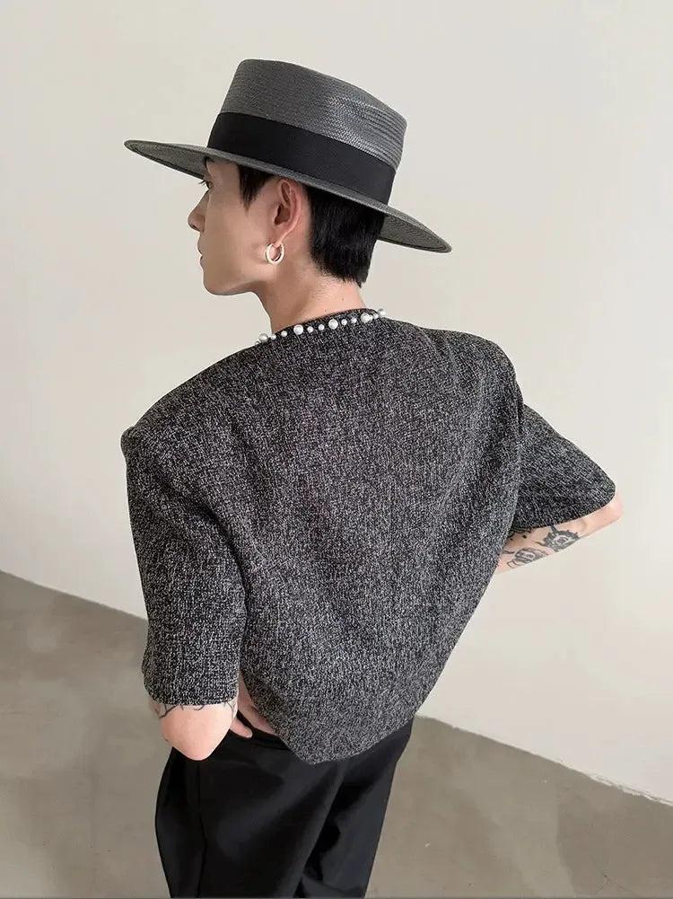 Gen Pearl Detail Shoulder Pad Tweed Blazer-korean-fashion-Blazer-Gen's Closet-OH Garments