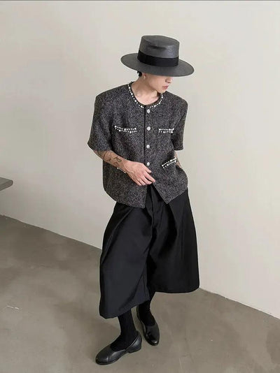 Gen Pearl Detail Shoulder Pad Tweed Blazer-korean-fashion-Blazer-Gen's Closet-OH Garments
