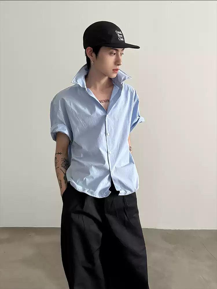 Gen Plain Boxy Buttoned Shirt-korean-fashion-Shirt-Gen's Closet-OH Garments