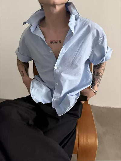 Gen Plain Boxy Buttoned Shirt-korean-fashion-Shirt-Gen's Closet-OH Garments