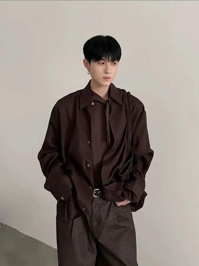 Gen Plain Color Textured L/S Shirt-korean-fashion-Shirt-Gen's Closet-OH Garments