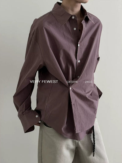 Gen Plain Raw Edge Shirt-korean-fashion-Shirt-Gen's Closet-OH Garments