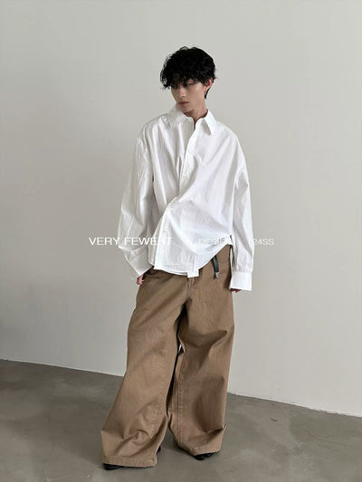 Gen Plain Raw Edge Shirt-korean-fashion-Shirt-Gen's Closet-OH Garments