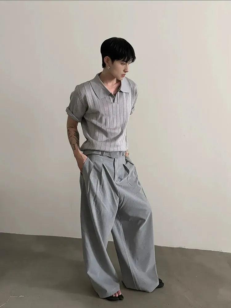 Gen Plain Textured Knit Polo-korean-fashion-Polo-Gen's Closet-OH Garments