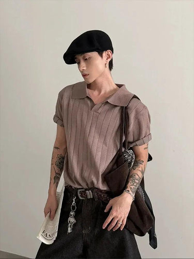 Gen Plain Textured Knit Polo-korean-fashion-Polo-Gen's Closet-OH Garments