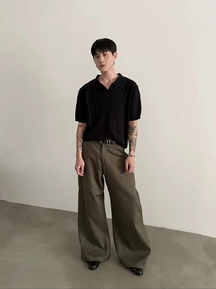 Gen Plain Textured Knit Polo-korean-fashion-Polo-Gen's Closet-OH Garments