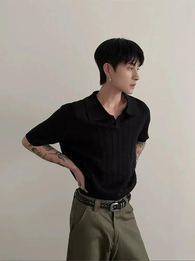 Gen Plain Textured Knit Polo-korean-fashion-Polo-Gen's Closet-OH Garments