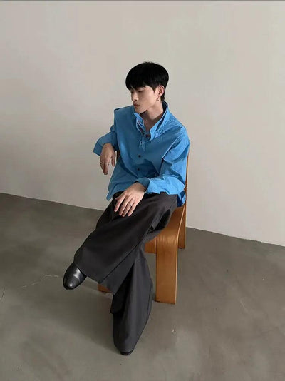 Gen Plain Tie Knot Collar Shirt-korean-fashion-Shirt-Gen's Closet-OH Garments