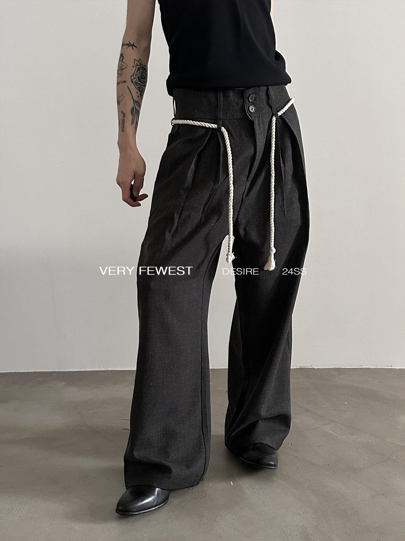 Gen Pleated Rope Detail Trousers-korean-fashion-Trousers-Gen's Closet-OH Garments