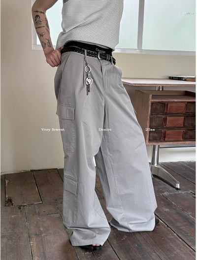 Gen Pleated Wide Cargo Pants-korean-fashion-Pants-Gen's Closet-OH Garments
