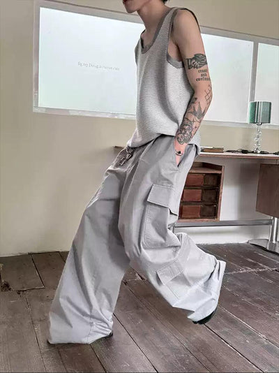 Gen Pleated Wide Cargo Pants-korean-fashion-Pants-Gen's Closet-OH Garments