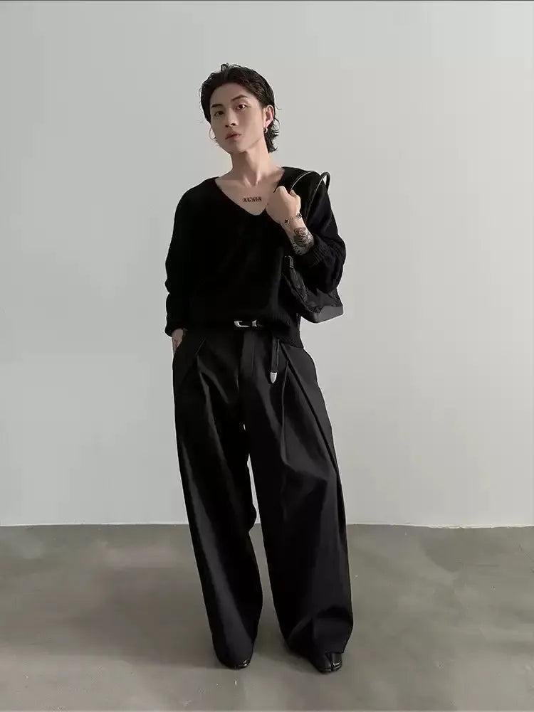 Gen Pleated Wide Leg Trousers-korean-fashion-Trousers-Gen's Closet-OH Garments