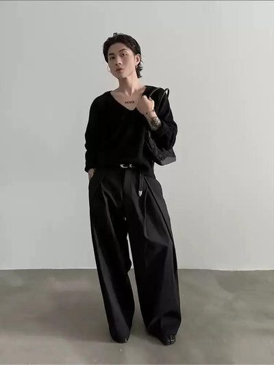 Gen Pleated Wide Leg Trousers-korean-fashion-Trousers-Gen's Closet-OH Garments