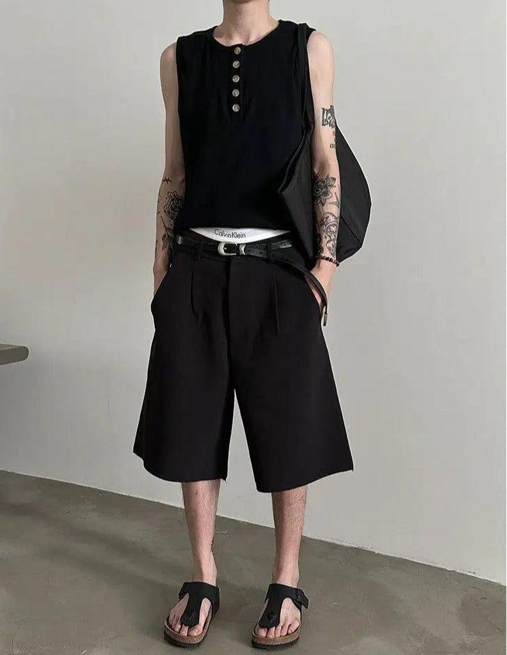 Gen Raw Edge Long Shorts-korean-fashion-Shorts-Gen's Closet-OH Garments