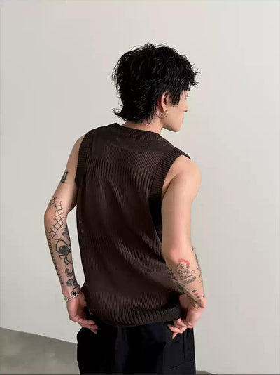 Gen Ribbed Knit Regular Fit Tank Top-korean-fashion-Tank Top-Gen's Closet-OH Garments