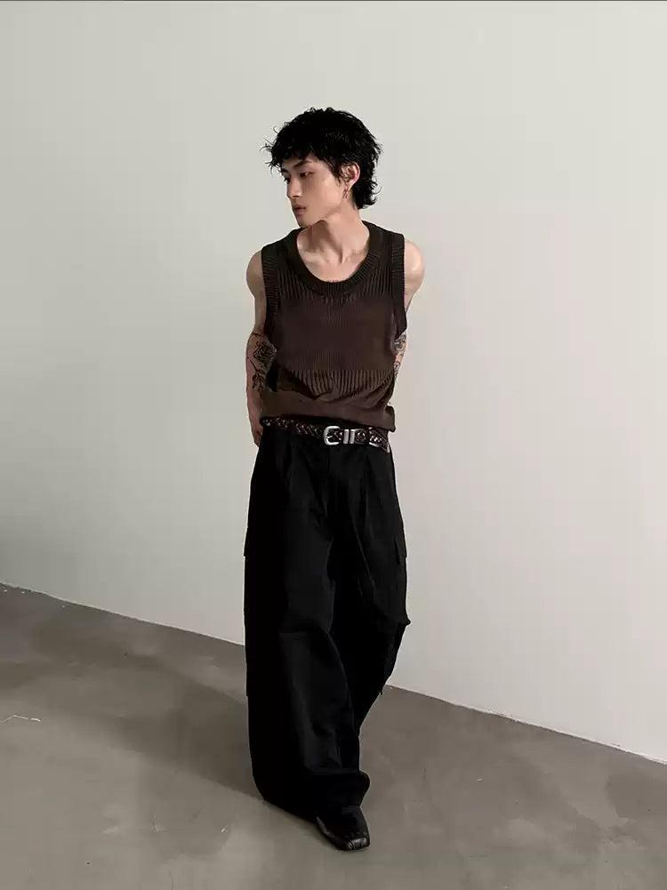 Gen Ribbed Knit Regular Fit Tank Top-korean-fashion-Tank Top-Gen's Closet-OH Garments