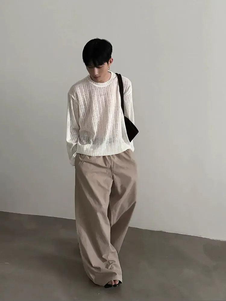 Gen Sheer Textured L/S T-Shirt-korean-fashion-T-Shirt-Gen's Closet-OH Garments