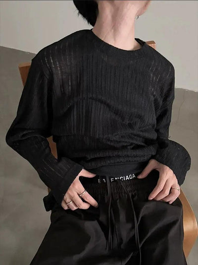 Gen Sheer Textured L/S T-Shirt-korean-fashion-T-Shirt-Gen's Closet-OH Garments