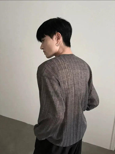 Gen Sheer Textured L/S T-Shirt-korean-fashion-T-Shirt-Gen's Closet-OH Garments