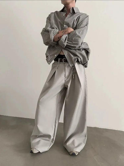 Gen Side Folded Wide Pants-korean-fashion-Pants-Gen's Closet-OH Garments