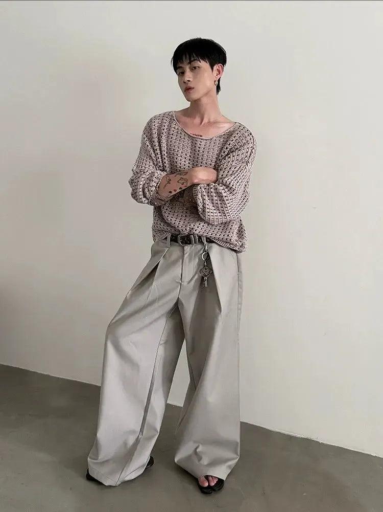 Gen Side Folded Wide Pants-korean-fashion-Pants-Gen's Closet-OH Garments