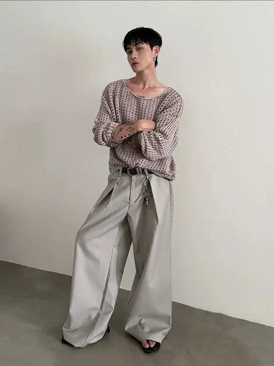 Gen Side Folded Wide Pants-korean-fashion-Pants-Gen's Closet-OH Garments