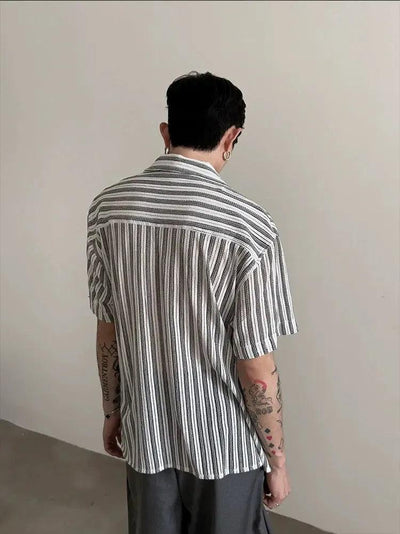 Gen Sleek Contrast Textured Shirt-korean-fashion-Shirt-Gen's Closet-OH Garments