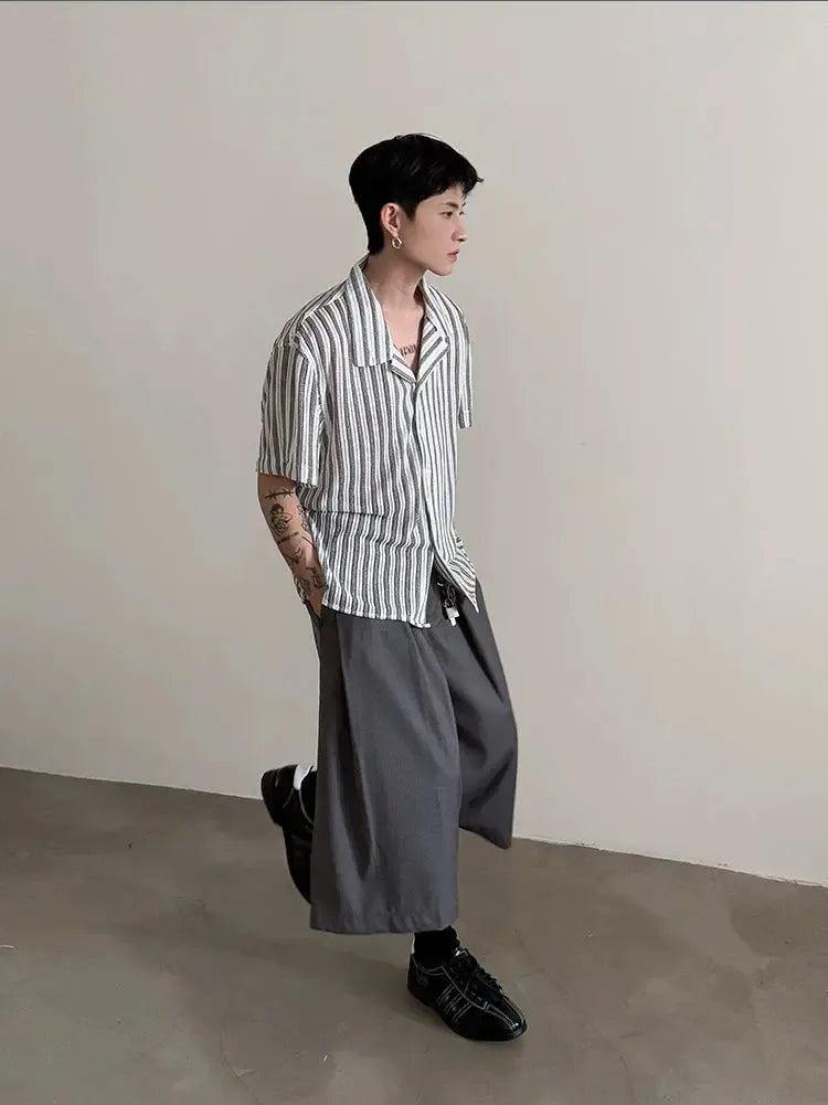 Gen Sleek Contrast Textured Shirt-korean-fashion-Shirt-Gen's Closet-OH Garments