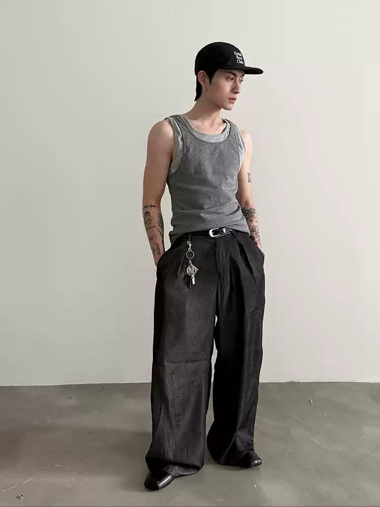 Gen Sleek Drape Loose Trousers-korean-fashion-Trousers-Gen's Closet-OH Garments