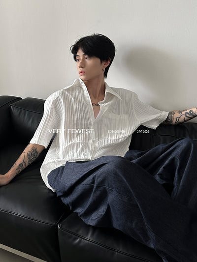 Gen Sleek Textured Stripes Shirt-korean-fashion-Shirt-Gen's Closet-OH Garments